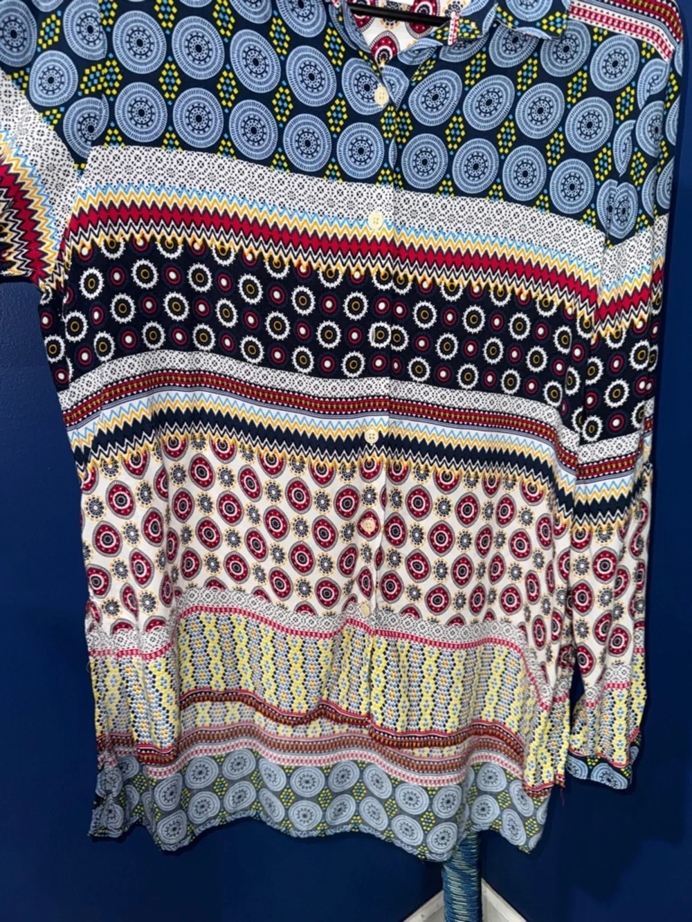 Peck & Peck- Western Boho Print High Low Blouse Size L - Picture 9 of 14